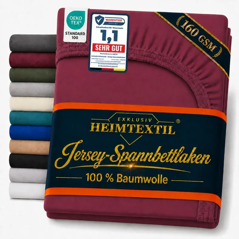 Jersey Spannbettlaken Deluxe 120 x 200 cm Bordeaux