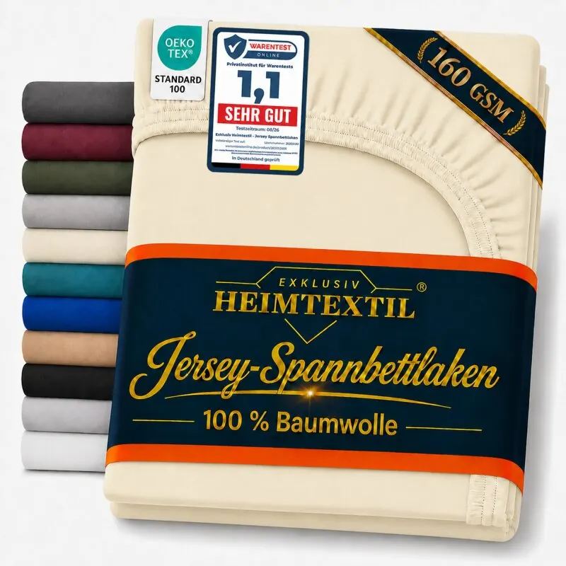 Jersey Spannbettlaken Deluxe 120 x 200 cm Naturweiss