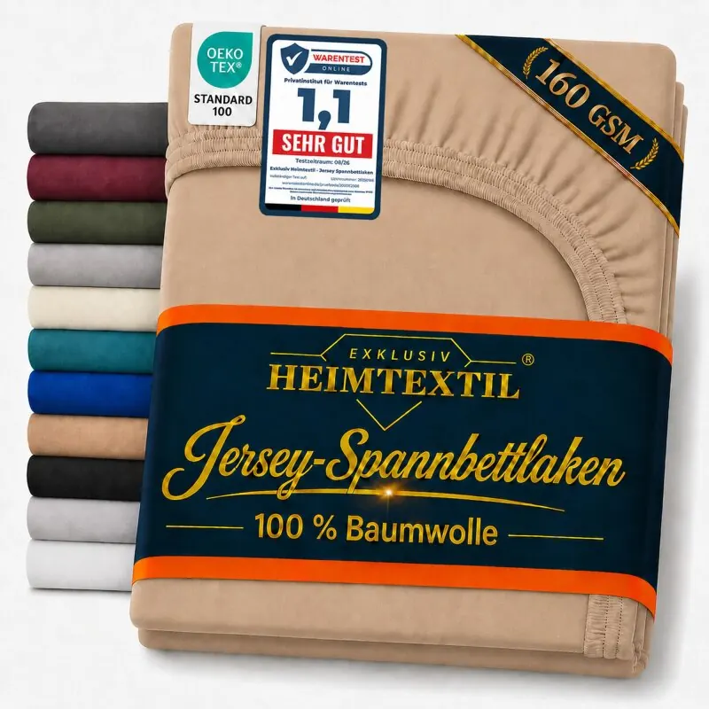 Jersey Spannbettlaken Deluxe 90 - 100 x 200 cm Sand