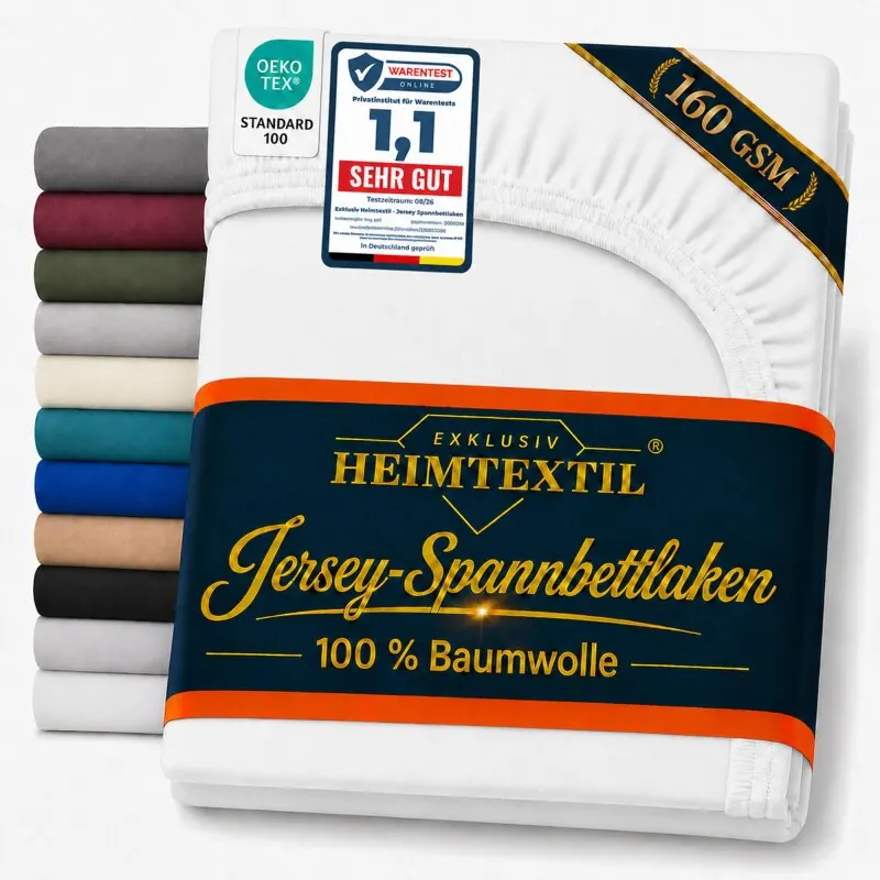 Jersey Spannbettlaken Deluxe 90 - 100 x 200 cm Weiß