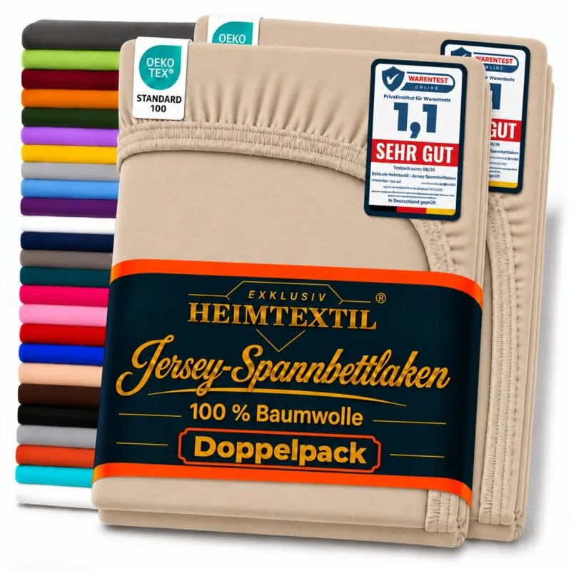Jersey Spannbettlaken Doppelpack 120 x 200 cm Sand