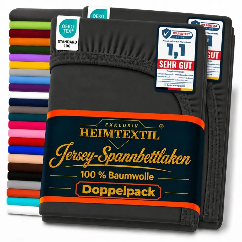 Jersey Spannbettlaken Doppelpack 120 x 200 cm Schwarz