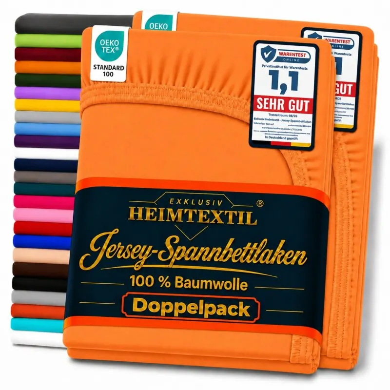 Jersey Spannbettlaken Doppelpack 120 x 200 cm Terrakotta
