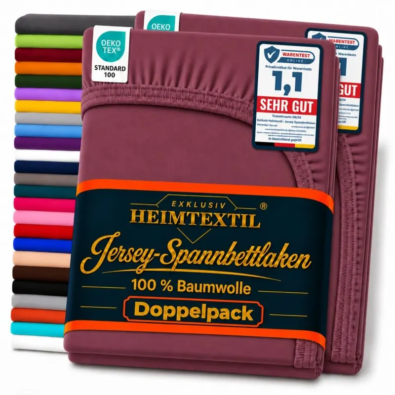 Jersey Spannbettlaken Doppelpack 140 - 160 x 200 cm Bordeaux