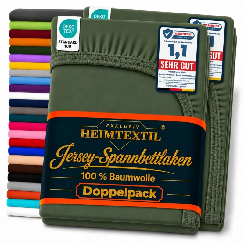 Jersey Spannbettlaken Doppelpack 140 - 160 x 200 cm Dunkelgrün