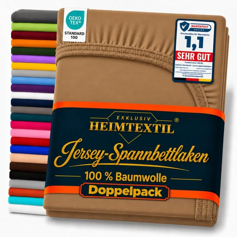 Jersey Spannbettlaken Doppelpack 180 - 200 x 200 cm Nougat