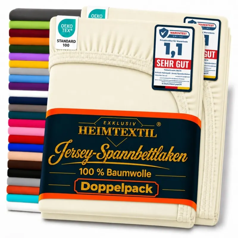 Jersey Spannbettlaken Doppelpack 200 x 220 cm Naturweiß