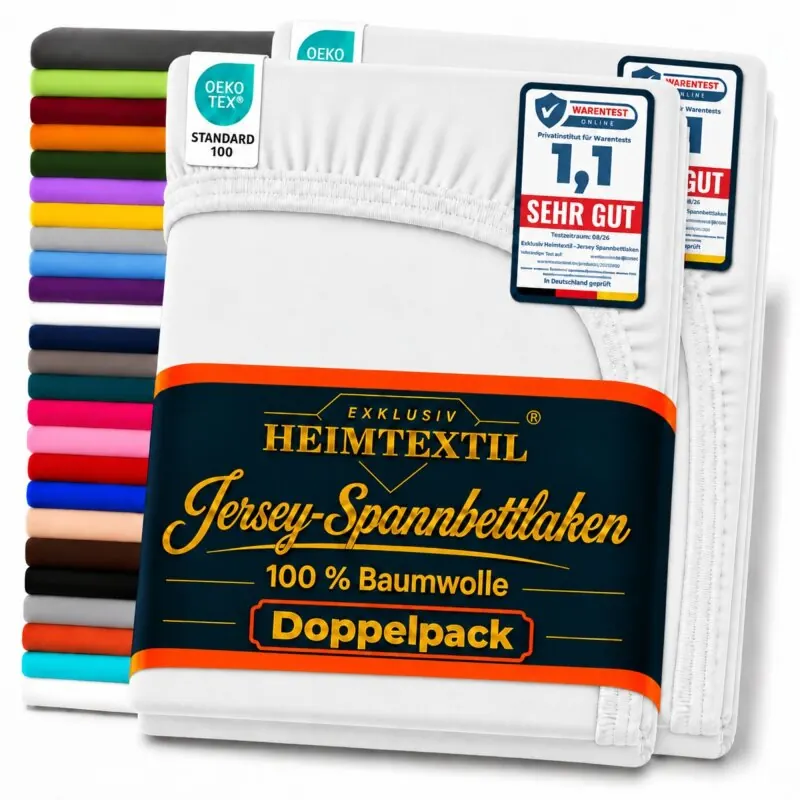 Jersey Spannbettlaken Doppelpack 200 x 220 cm Silber