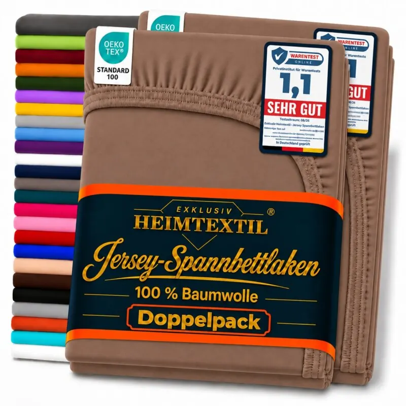 Jersey Spannbettlaken Doppelpack 90 - 100 x 200 cm Schokobraun