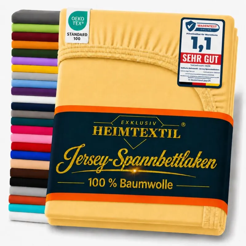 Jersey Spannbettlaken Premium 180 - 200 x 200 cm Gelb