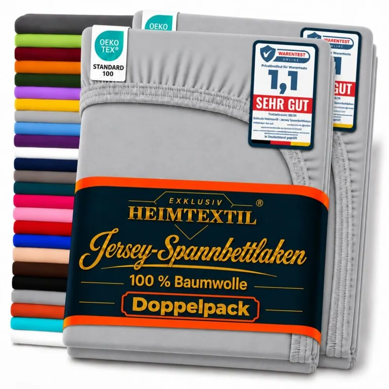 Jersey Spannbettlaken Premium Doppelpack 60 x 120 - 70 x 140 cm Grau