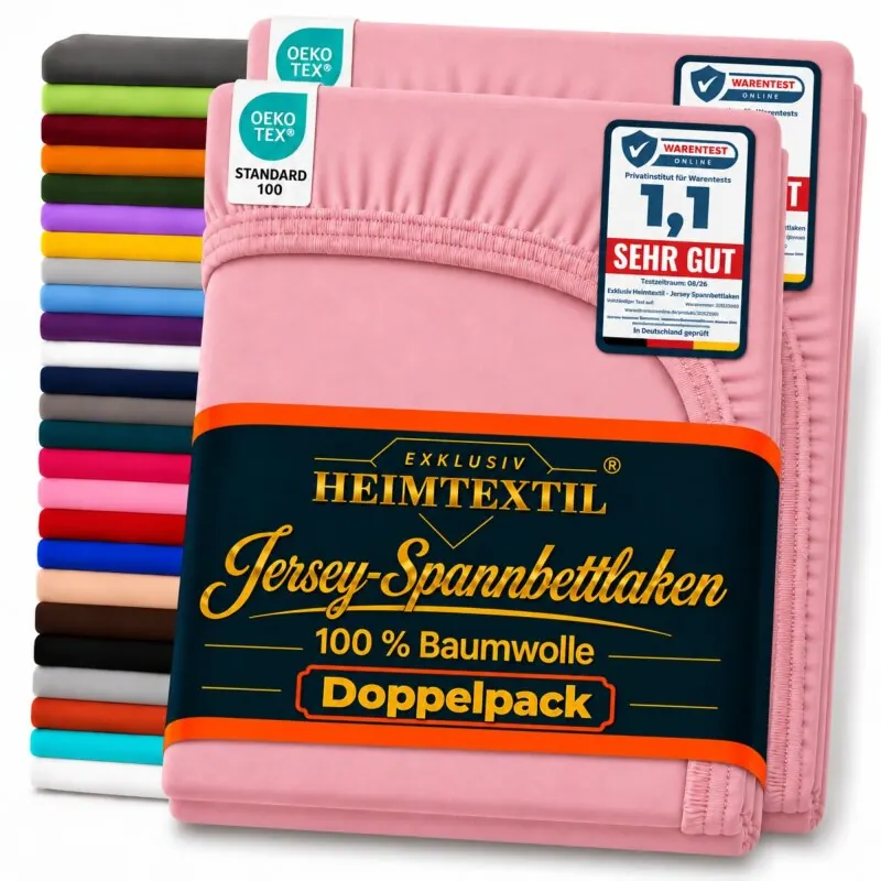 Jersey Spannbettlaken Premium Marke Doppelpack 140 - 160 x 200 cm Rosa
