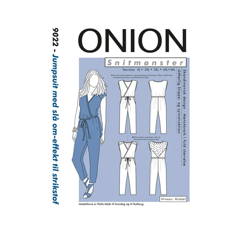 Jumpsuit in Wickeloptik, PLUSGRÖSSE Schnittmuster ONION 9022
