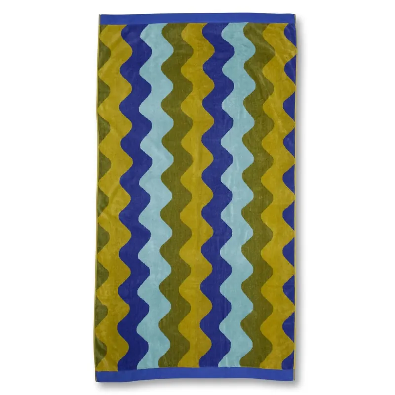 KAAT Amsterdam Heimtextilie Strandtuch KA Waves Blue Green grün 100 cm x 180 cm blau