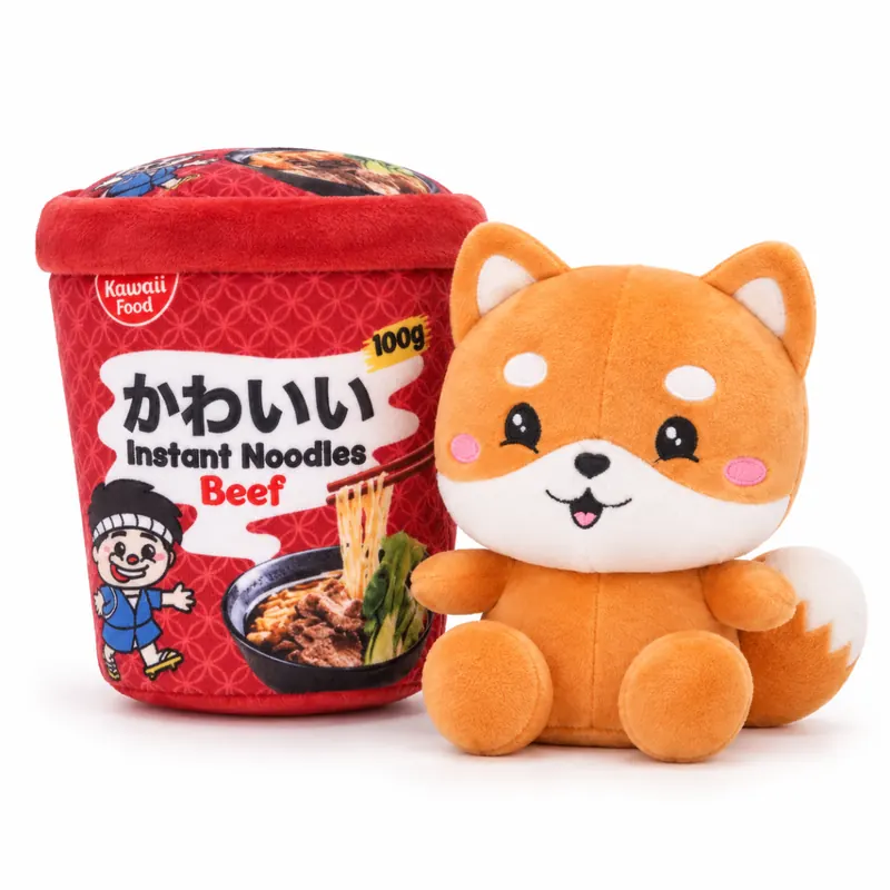 Kawaii Nudelbecher Plüsch Kuscheltier – 17 cm Fuchs