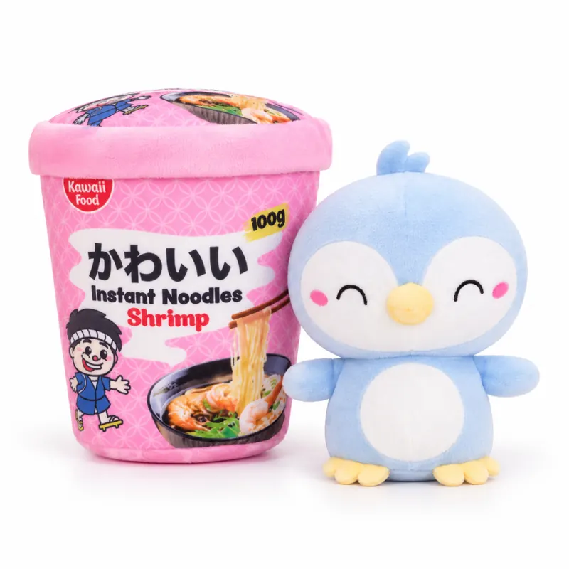 Kawaii Nudelbecher Plüsch Kuscheltier – 17 cm Pinguin