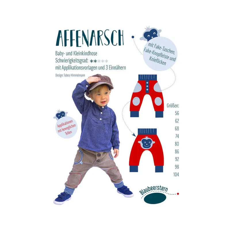 Kinder-Schnittmuster AFFENARSCH, Blaubeerstern