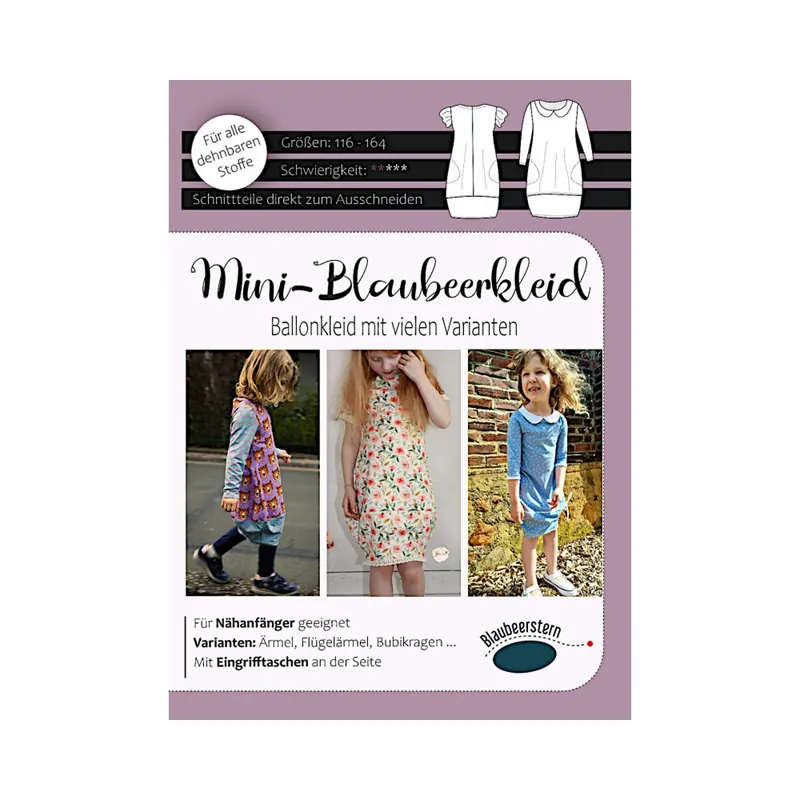 Kinder-Schnittmuster Ballonkleid BLAUBEERKLEID, Blaubeerstern