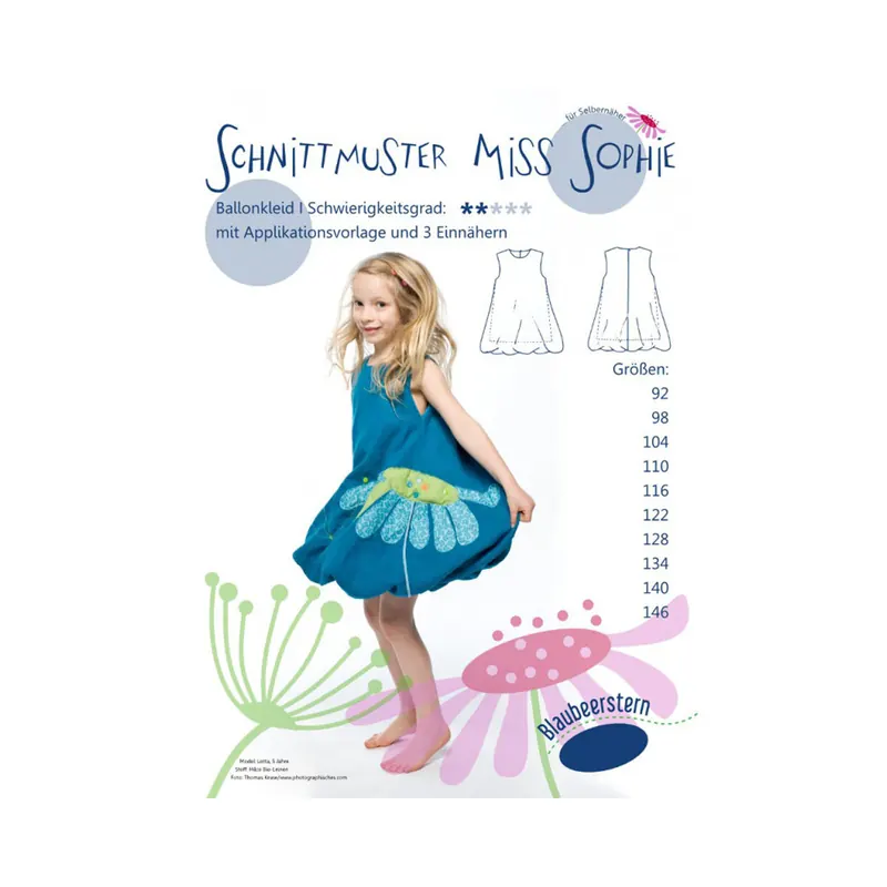 Kinder-Schnittmuster Ballonkleid MISS SOPHIE, Blaubeerstern