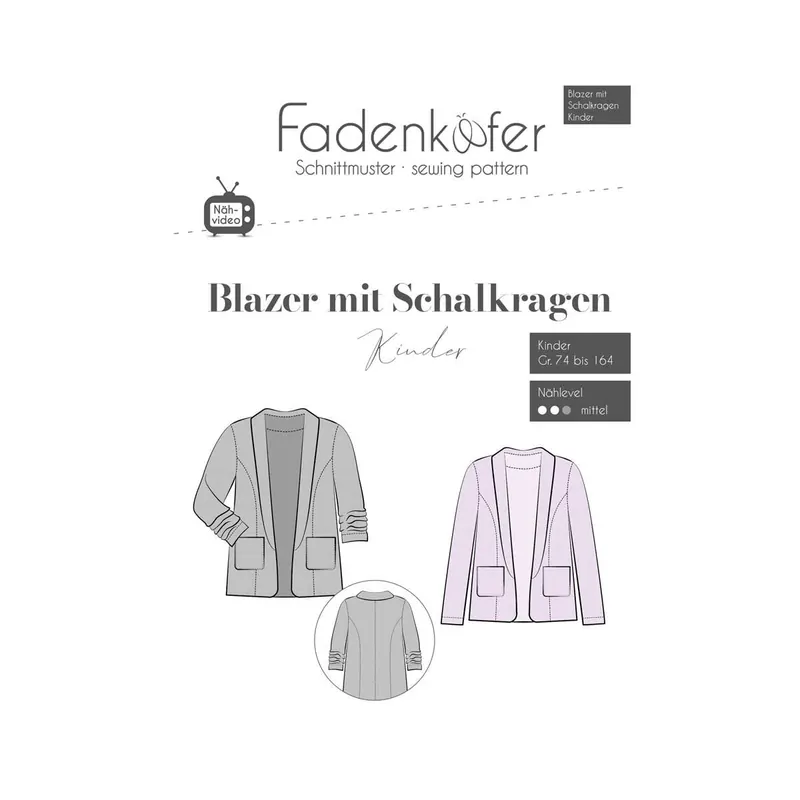 Kinder-Schnittmuster Blazer mit Schalkragen, fadenkäfer