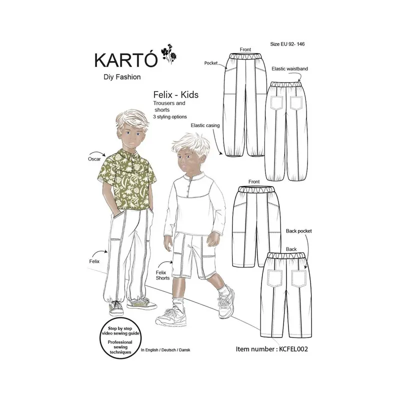 Kinder-Schnittmuster Hose und Shorts FELIX, Kartó