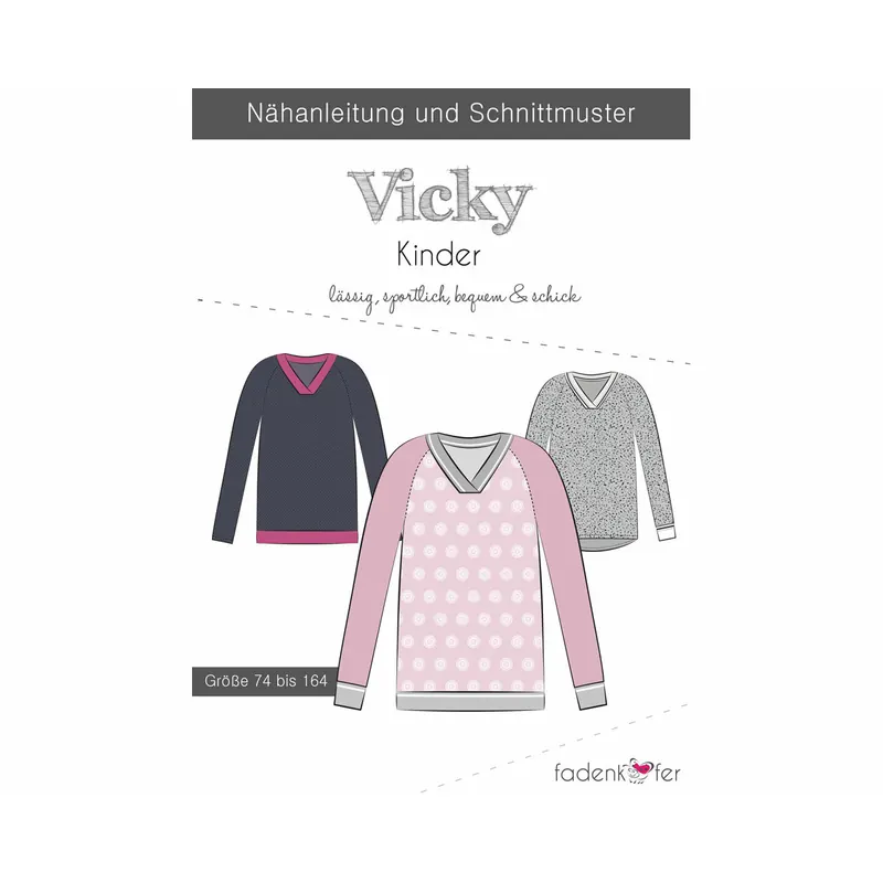 Kinder-Schnittmuster Pullover VICKY, fadenkäfer
