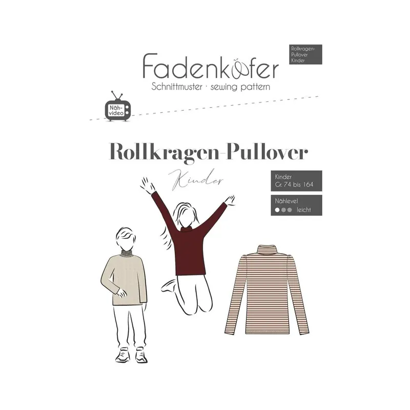 Kinder-Schnittmuster ROLLKRAGEN-PULLOVER, fadenkäfer