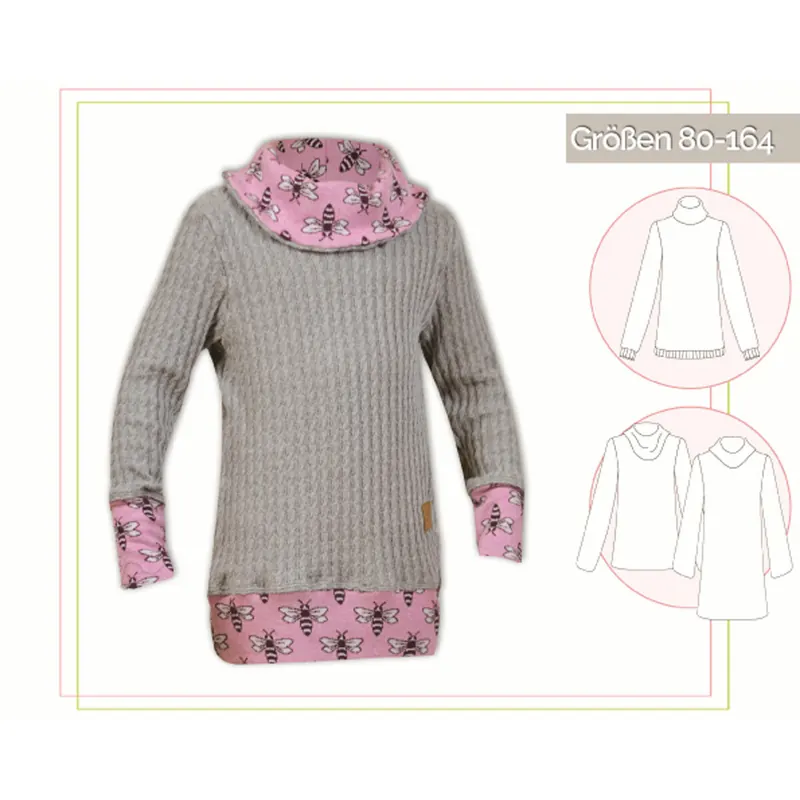 Kinder-Schnittmuster Shirt mit Kuschelkragen, lillesol basics No.58