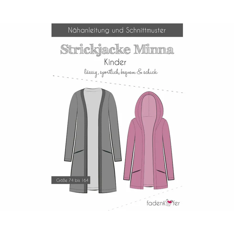 Kinder-Schnittmuster Strickjacke MINNA, fadenkäfer