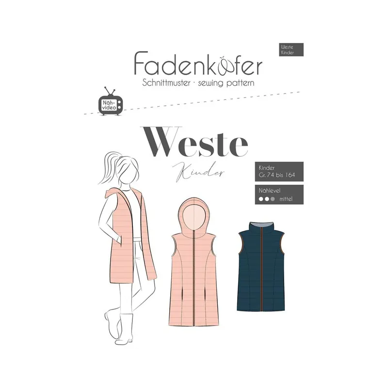 Kinder-Schnittmuster WESTE, fadenkäfer