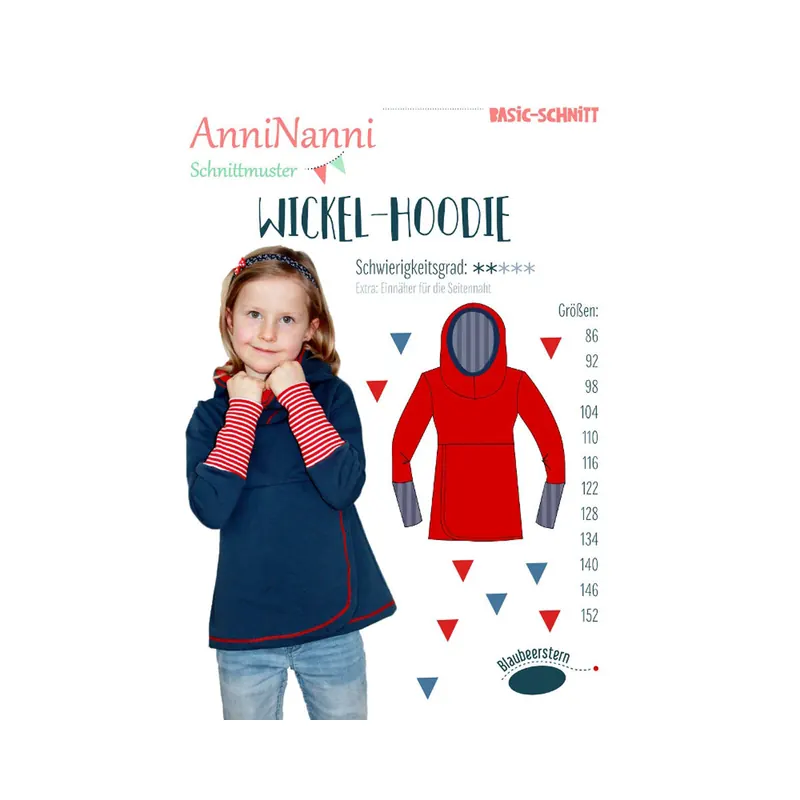 Kinder-Schnittmuster WICKEL-HOODIE, Blaubeerstern