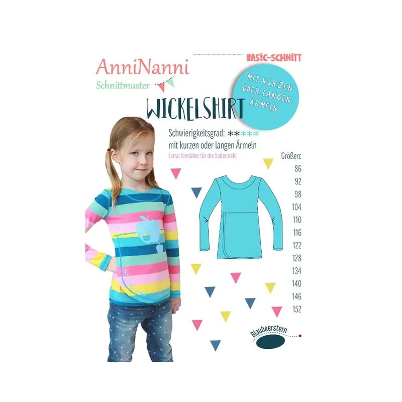 Kinder-Schnittmuster WICKELSHIRT, Blaubeerstern