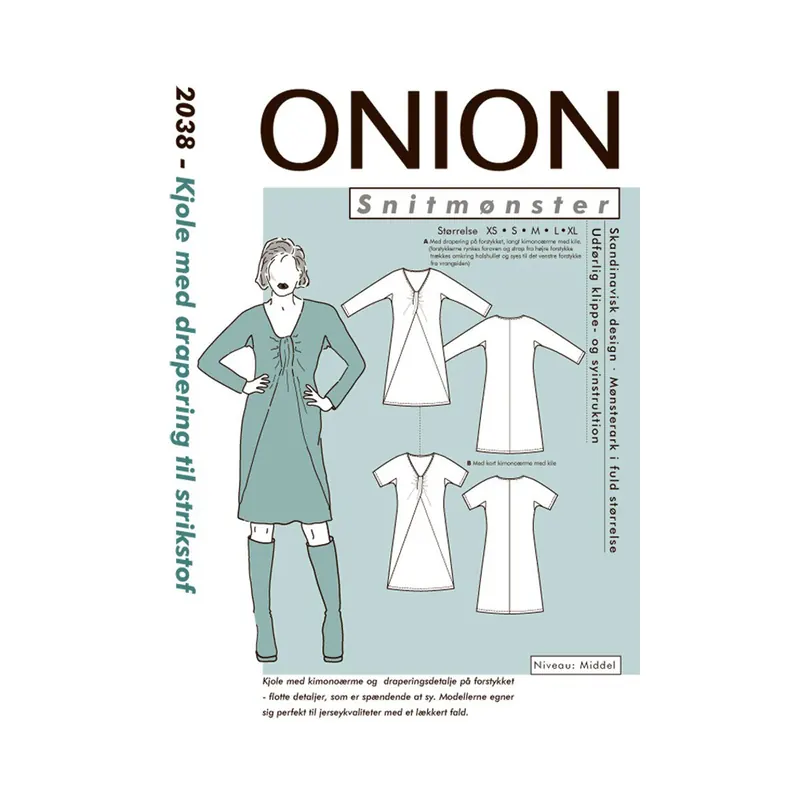 Kleid mit Ausschnitt-Drapierung, Schnittmuster ONION 2038
