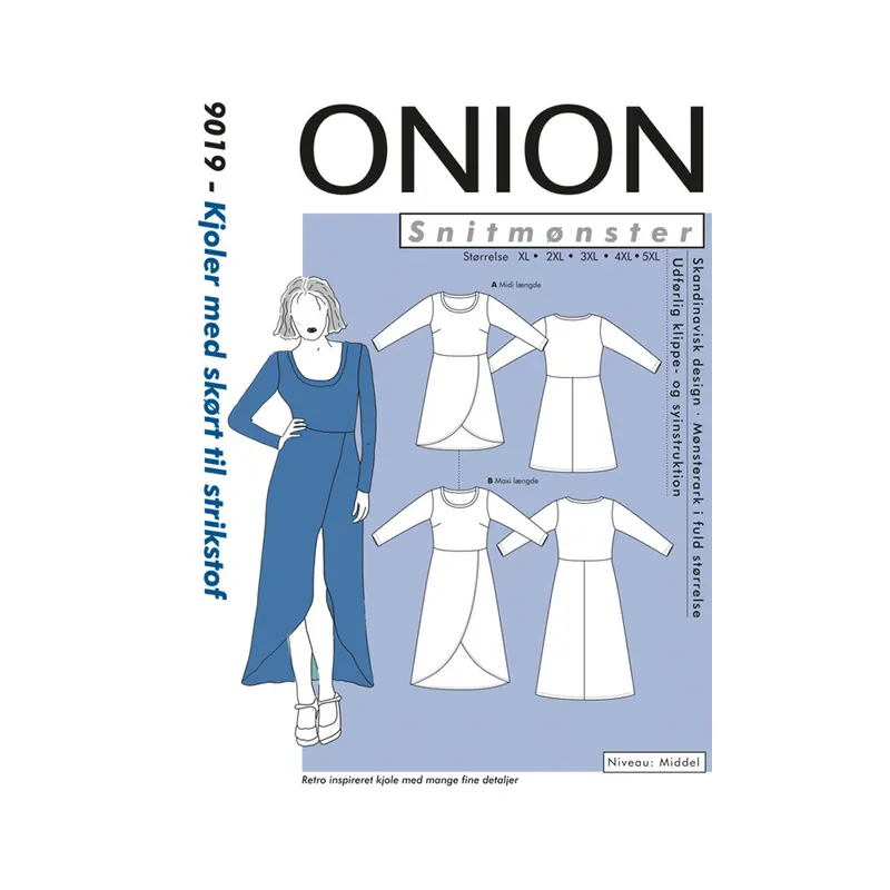 Kleid mit Wickelrockteil, PLUSGRÖSSE Schnittmuster ONION 9019