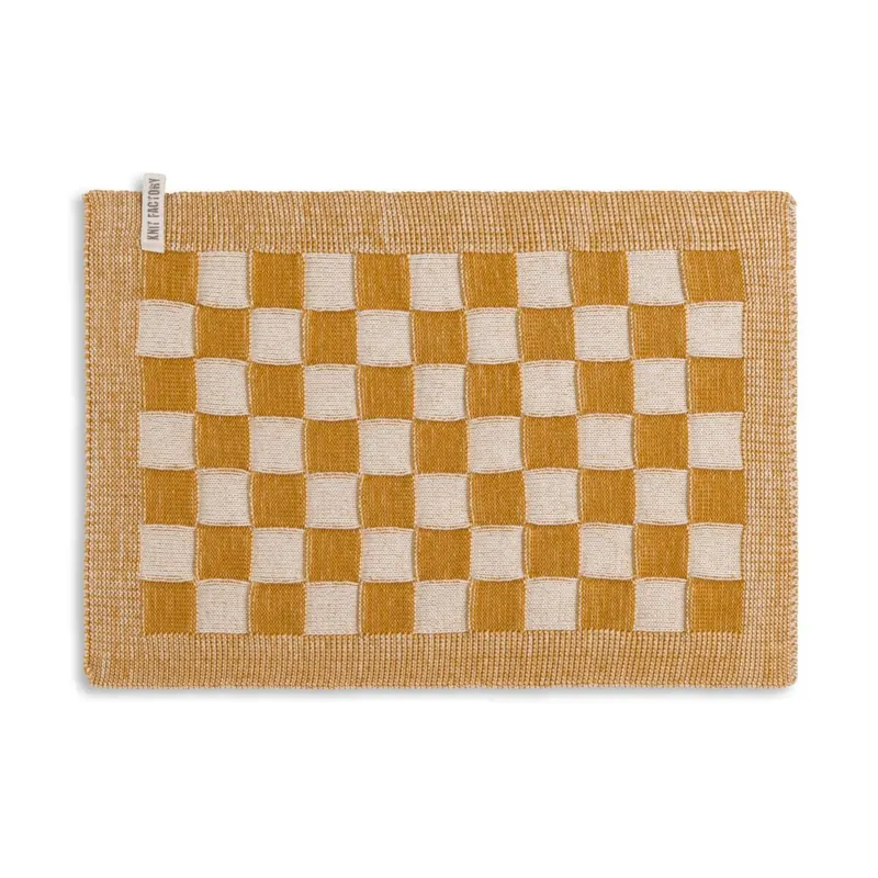 Knit Factory Block Tischsets 50x30 cm Kariert Beige Gelb