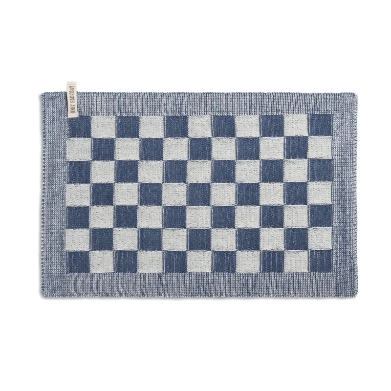Knit Factory Block Tischsets 50x30 cm Kariert Dunkelblau