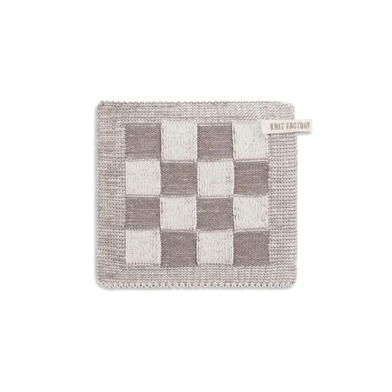 Knit Factory Block Topflappen 23x23 cm Kariert Beige Braun