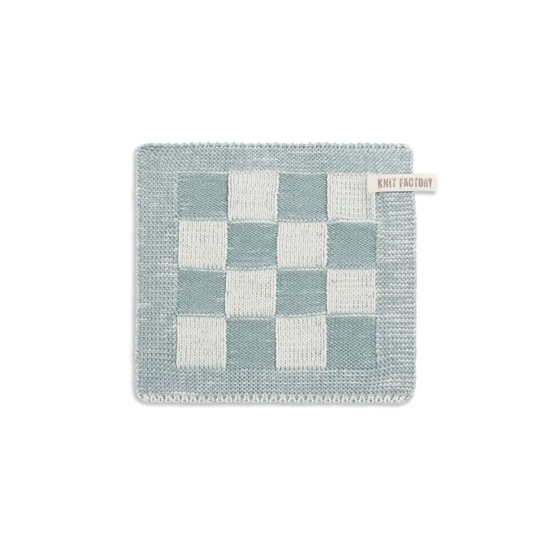 Knit Factory Block Topflappen 23x23 cm Kariert Beige Stonegreen