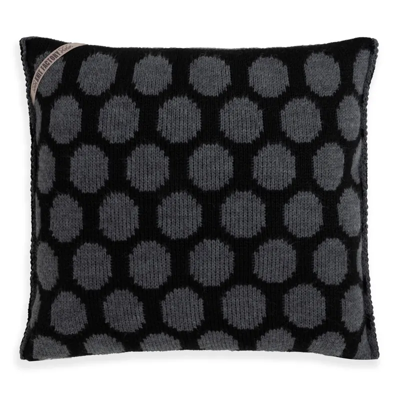 Knit Factory Cody Kissen Schwarz/Anthrazit 50x50