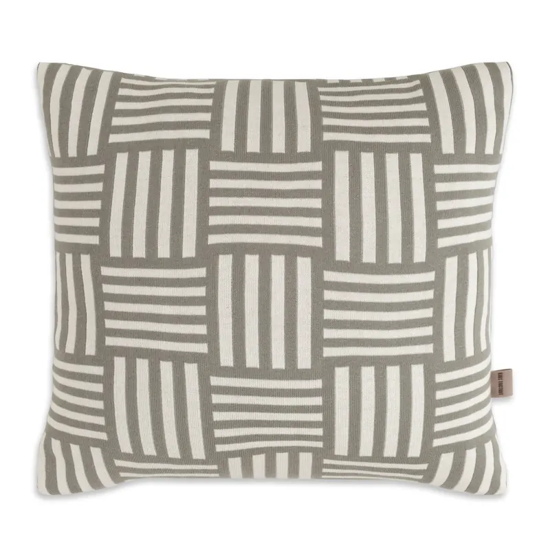 Knit Factory Dash Kissen Ecru Urban Green 50x50 cm Kariert