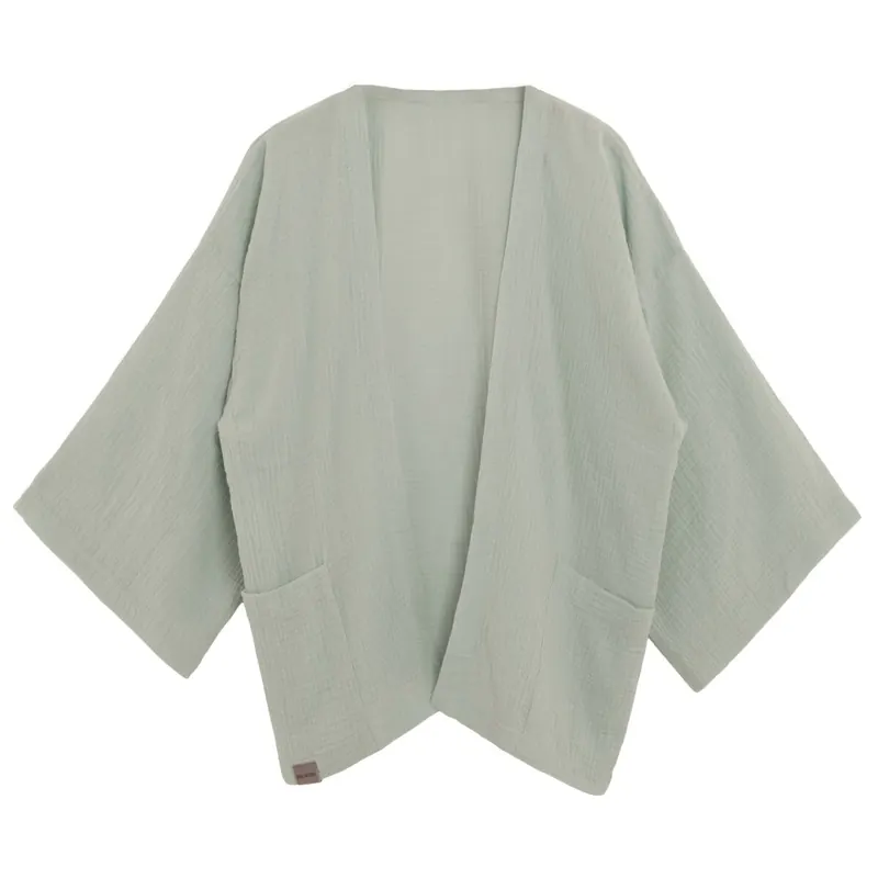 Knit Factory | Elva Kimono Kurz Olive Mist - 36/42 | Grün
