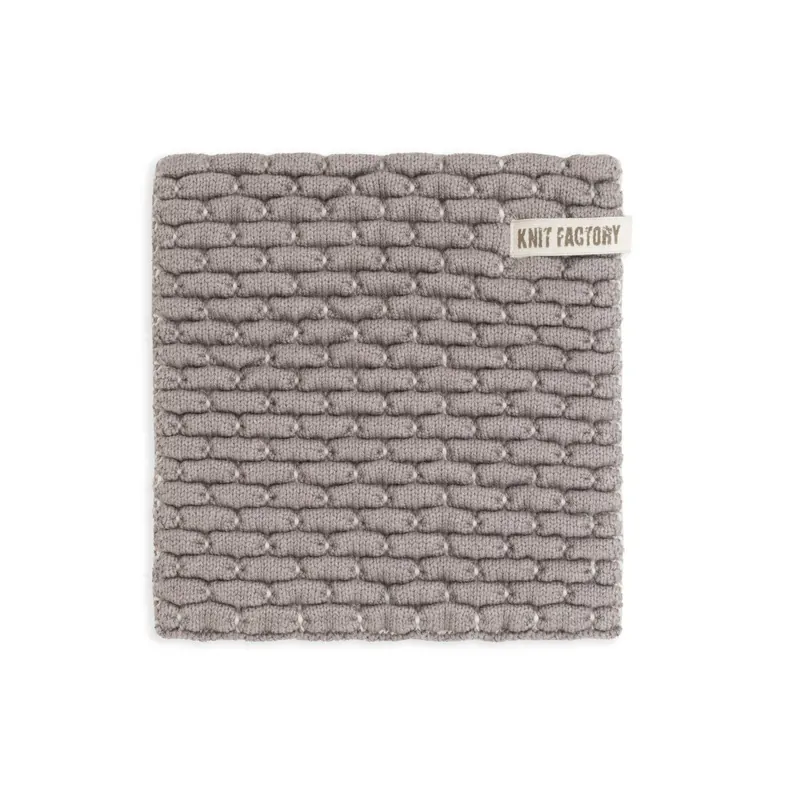 Knit Factory Gestrickter Topfuntersetzer Block Ecru Med Grey One Size Kariert