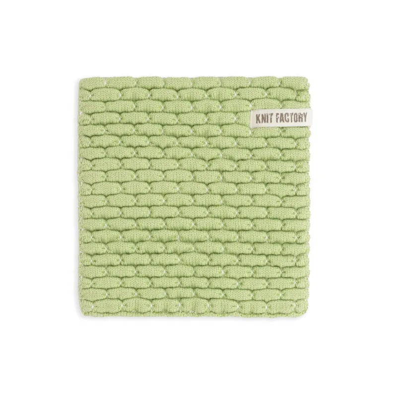 Knit Factory Gestrickter Topfuntersetzer Block Ecru Spring Green One Size Kariert
