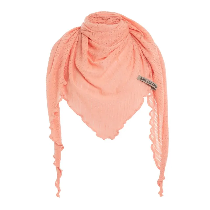 Knit Factory Jose Dreieckstuch Apricot 190x85 cm Gestreift