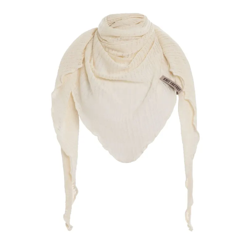 Knit Factory Jose Dreieckstuch Beige 190x85 cm Gestreift