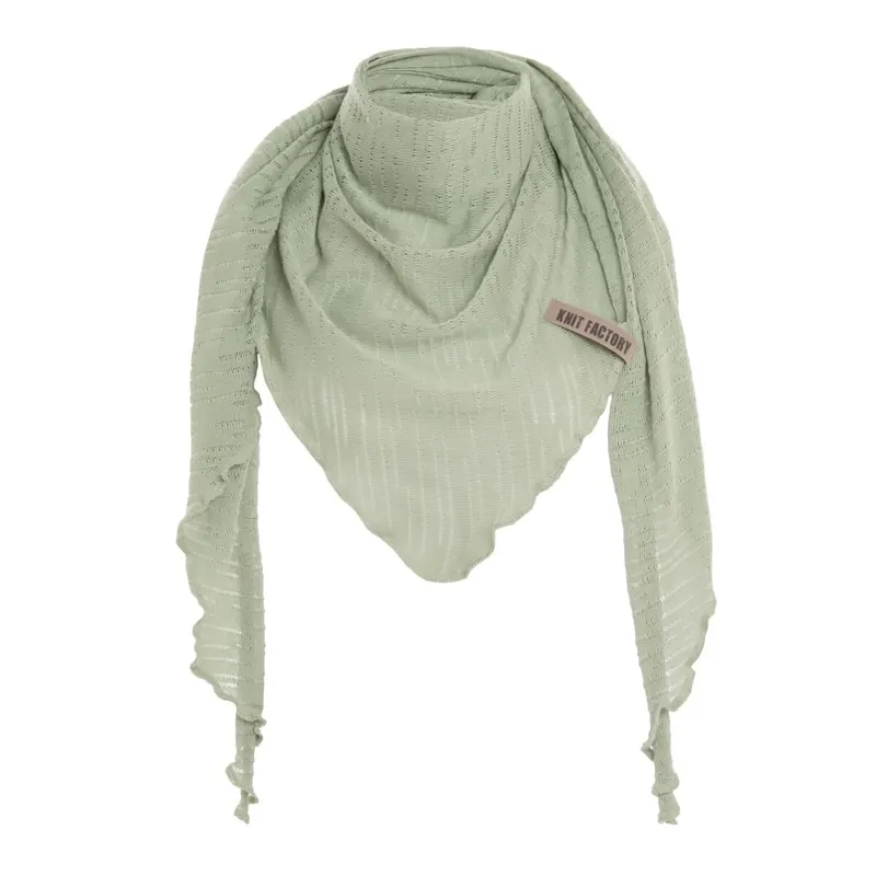 Knit Factory Jose Dreieckstuch Sage Green 190x85 cm Gestreift