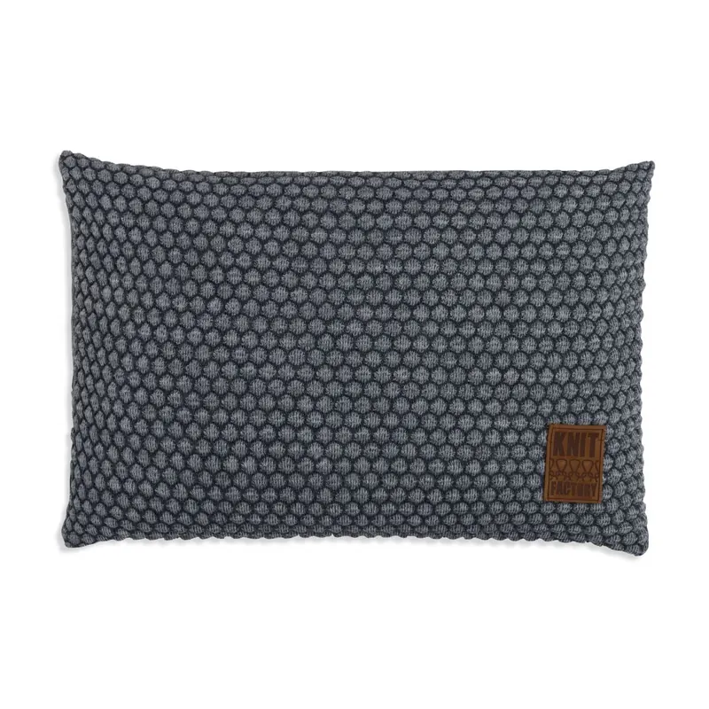 Knit Factory Juul Kissen 60x40 cm Wabe Anthrazit Grau