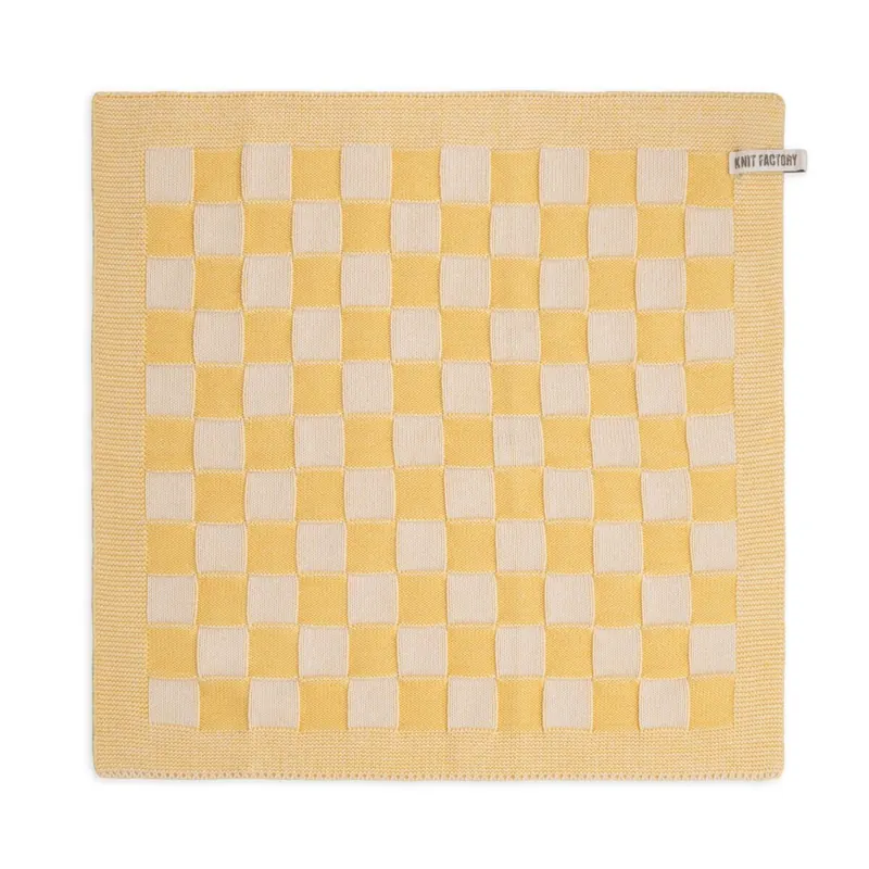 Knit Factory Küchentuch Block Ecru Gold 50x50 cm Kariert