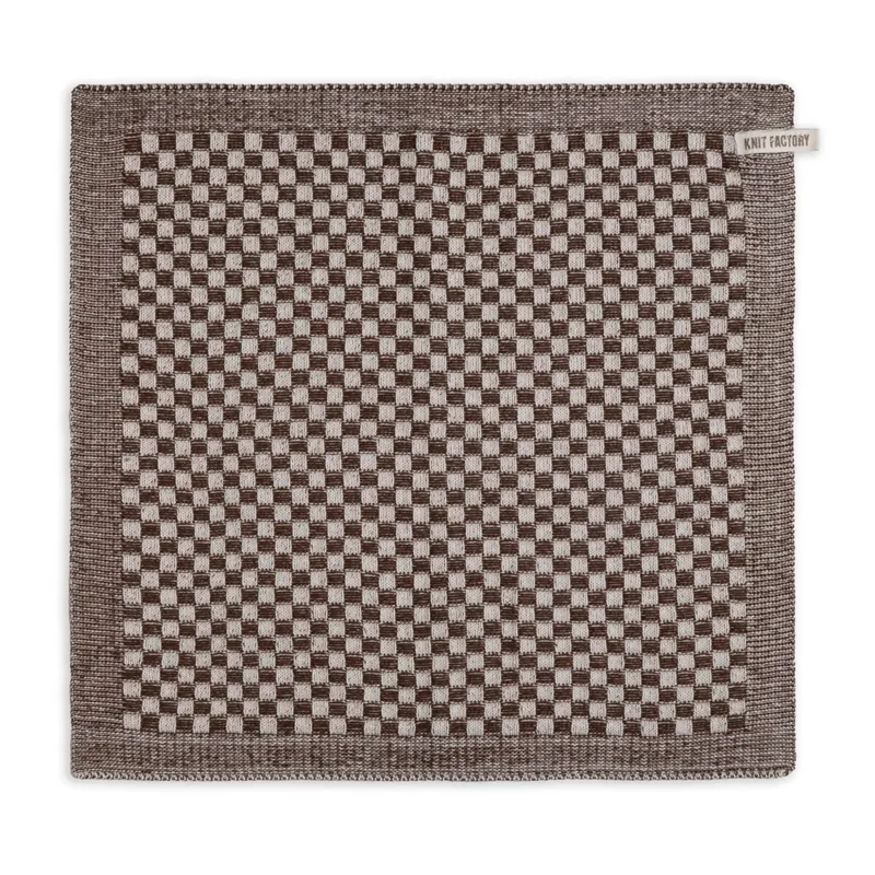 Knit Factory Küchentuch Cubes Ecru Chocolate 50x50 cm Kariert