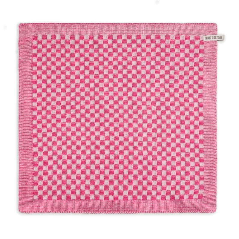 Knit Factory Küchentuch Cubes Ecru Fuchsia 50x50 cm Kariert